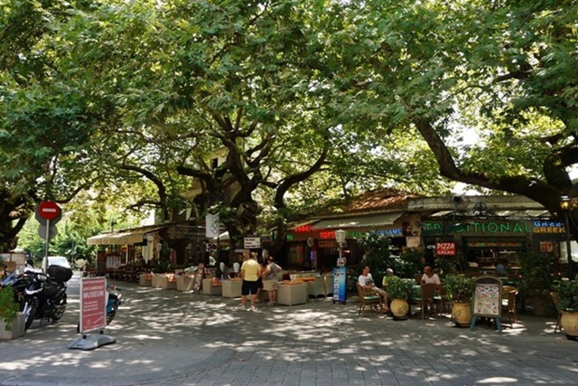 Olympia - Tavernas and cafes under the plane trees